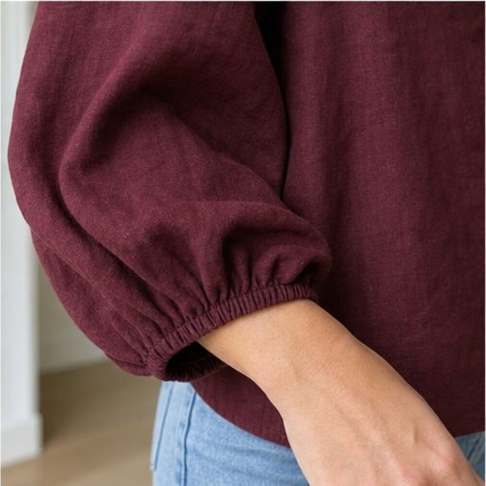 Burgundy Ruffle Blouse - Picture 5 of 6